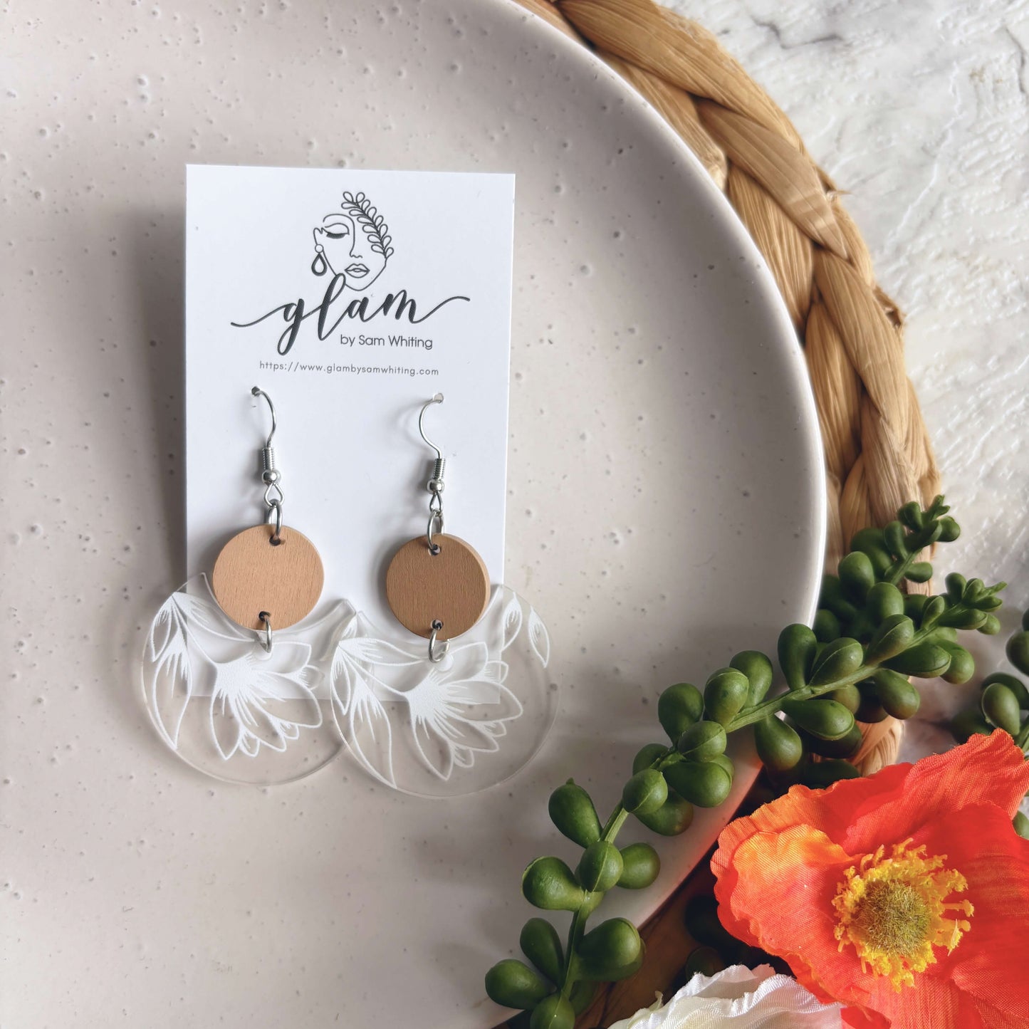 Etched Crescent // Acrylic Earrings