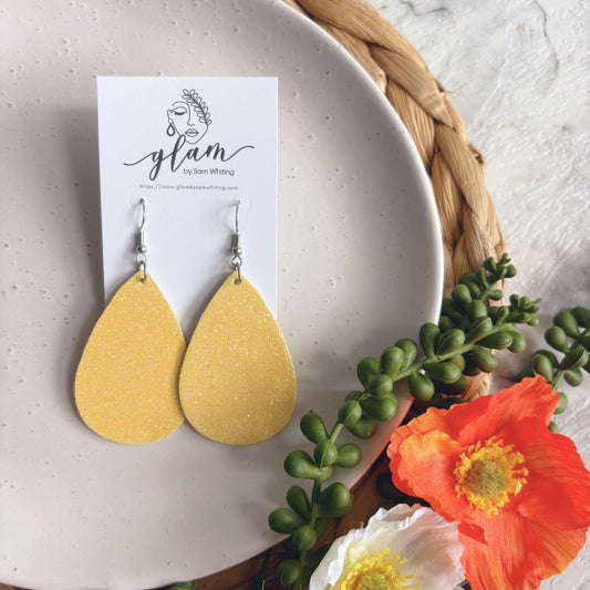 Marigold Teardrops // Leather Earrings