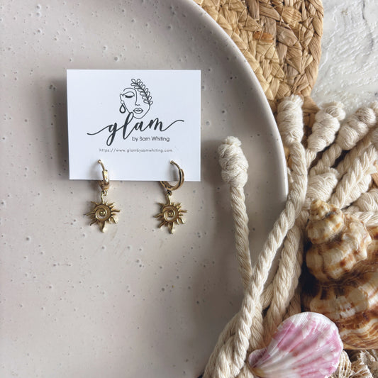 Solstice Sun Huggies // Charm Earrings