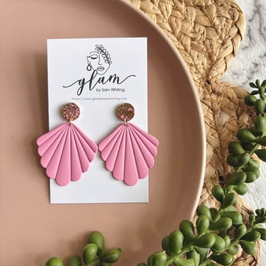 Rosy Glow Stud Dangles //  Earrings