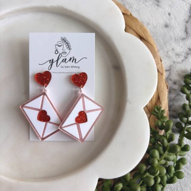 Love Note Stud Dangles // Acrylic Earrings