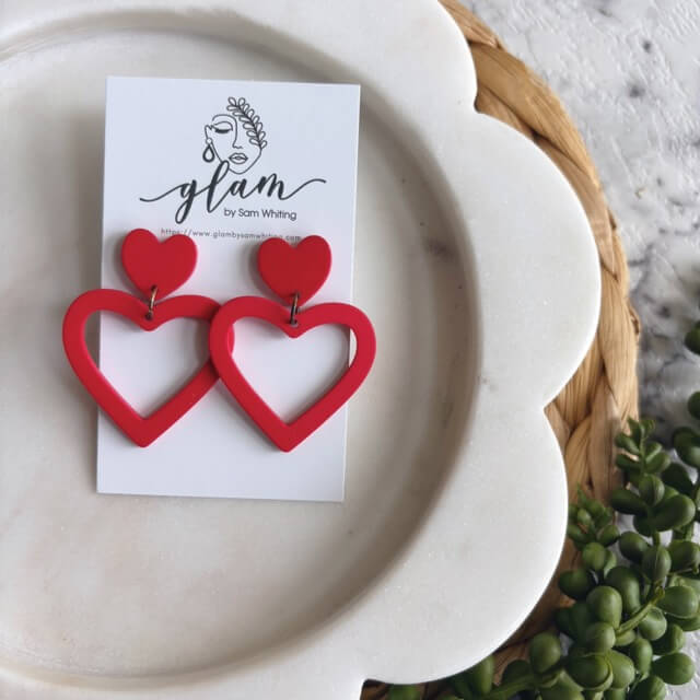 True Love Stud Dangles // Clay Earrings