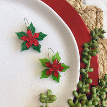 Load image into Gallery viewer, Poinsettia Hoops // Acrylic Christmas Earrings
