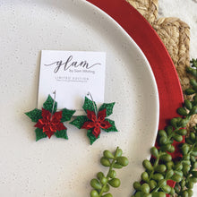 Load image into Gallery viewer, Poinsettia Hoops // Acrylic Christmas Earrings
