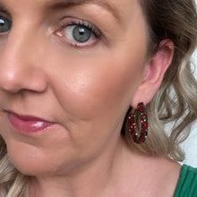 Load image into Gallery viewer, Red &amp; Green Glitter Hoops // Christmas Earrings
