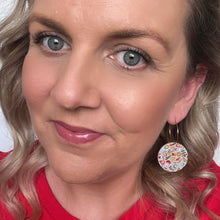Load image into Gallery viewer, Printed Christmas Hoops // Acrylic Earrings
