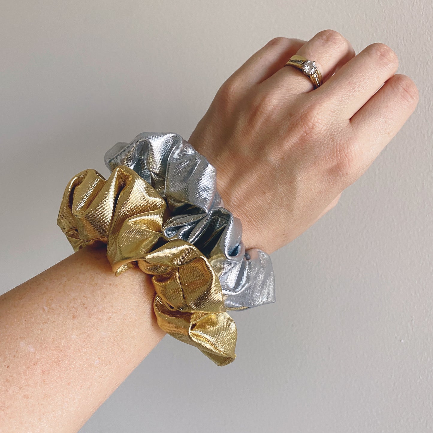Metallic Hair Scrunchies // Faux Leather