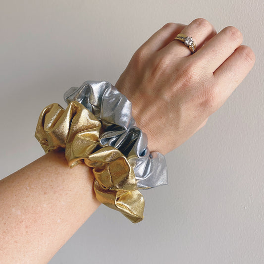 Metallic Hair Scrunchies // Faux Leather