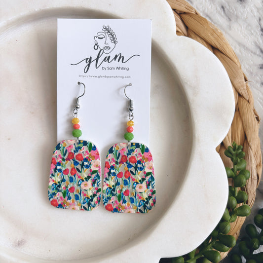 Beaded Bloom Dangles // Acrylic Hook Earrings