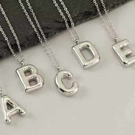 PRE-ORDER Bubble Letter Necklace - Silver