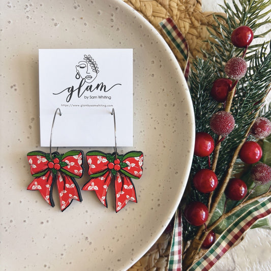 Festive Bow // Timber Hoop Earrings