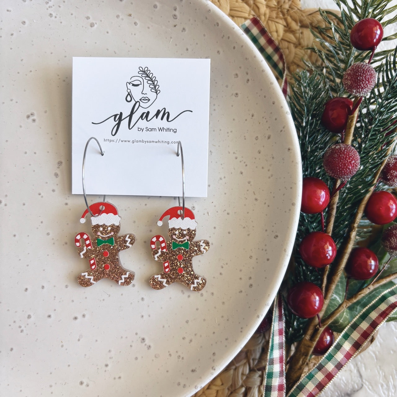 Gingerbread Man // Acrylic Hoop Earrings