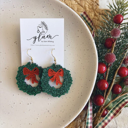 Noel Wreath // Acrylic Earrings