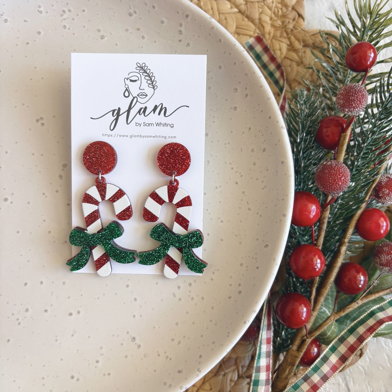 Candy Cane Lane // Acrylic Stud Earrings