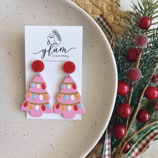 Pink Trees // Acrylic Stud Earrings