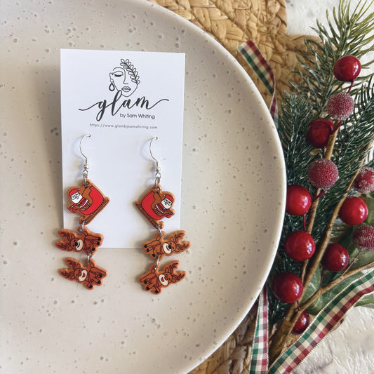 Santa's Flight // Acrylic Earrings