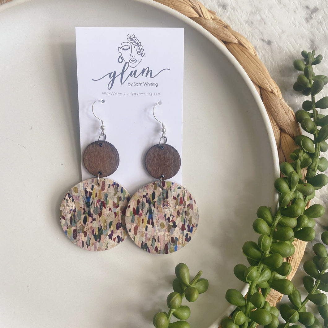 leather and timber circle earrings selfie