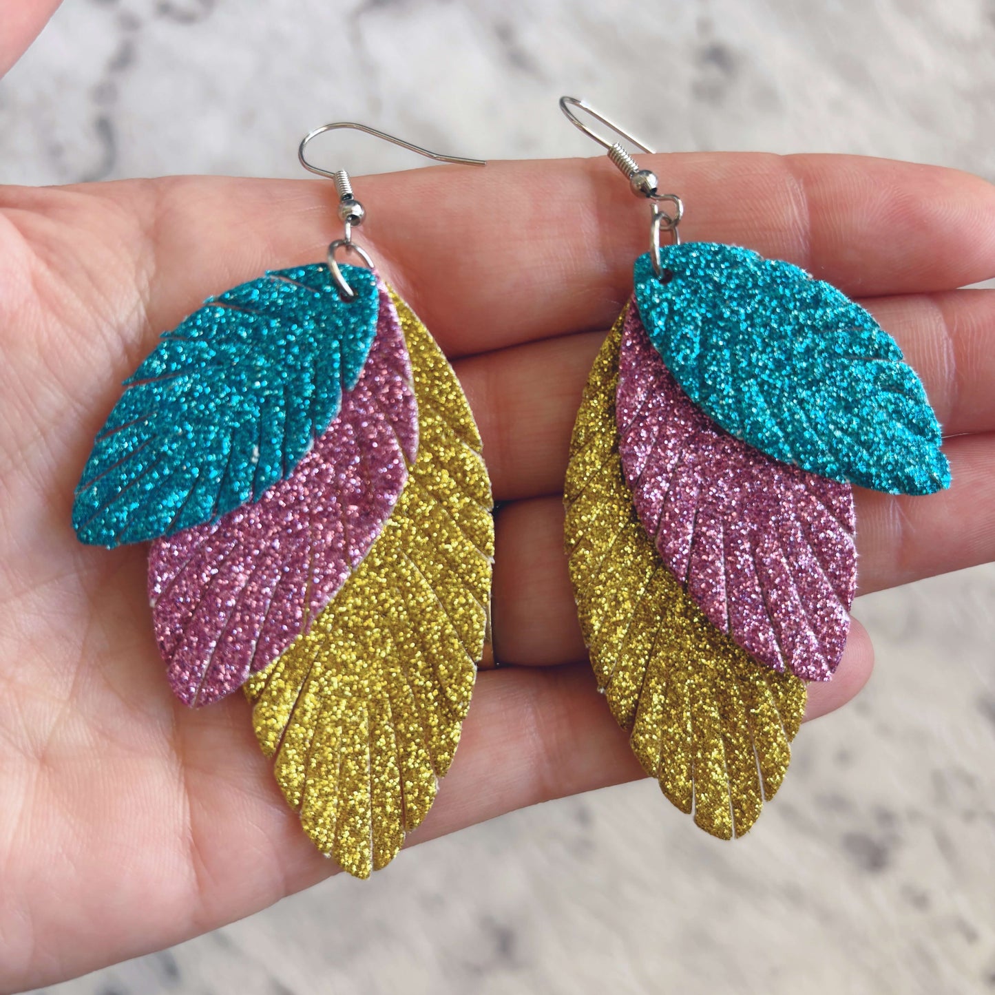 Fiesta Sparkle Dangles // Leather Earrings