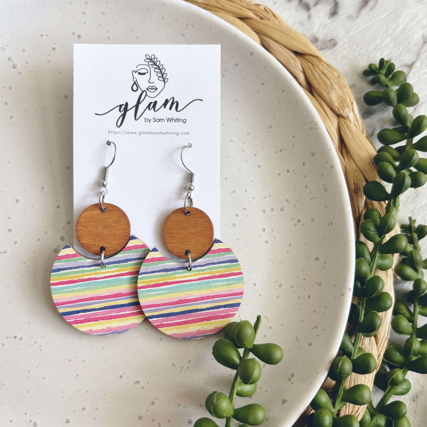 Carnival Stripe Crescents // Timber Earrings