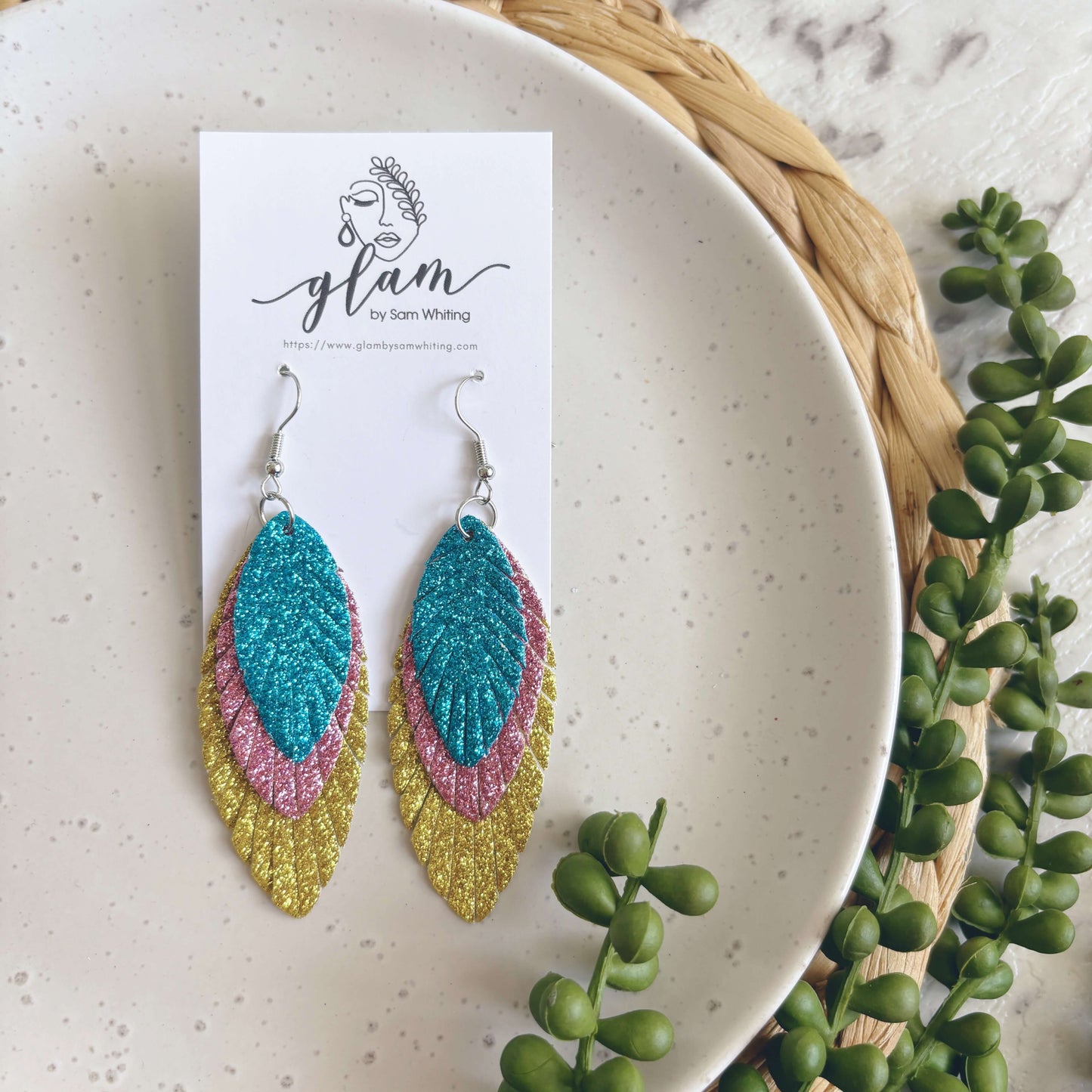 Fiesta Sparkle Dangles // Leather Earrings