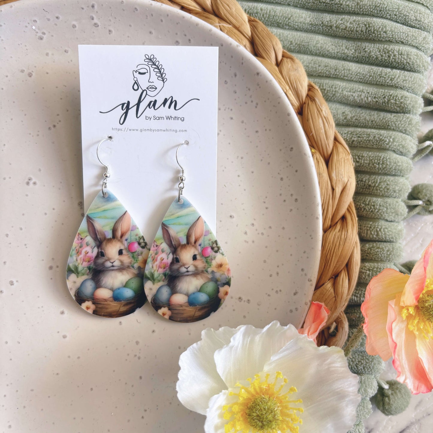 Fluffy Rabbit Teardrops // Acrylic Earrings