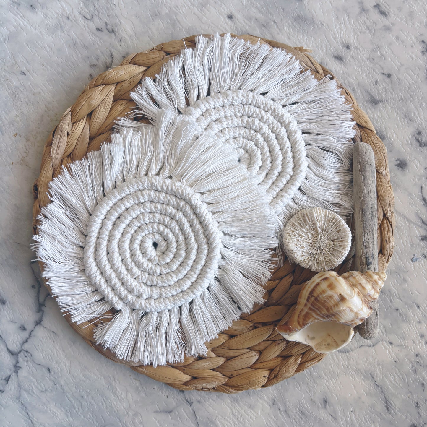 Round Macrame Coaster // Pack of 2