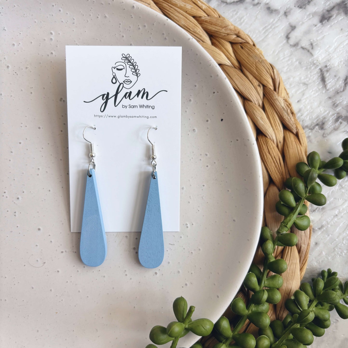 Cornflower Droplets //  Timber Earrings