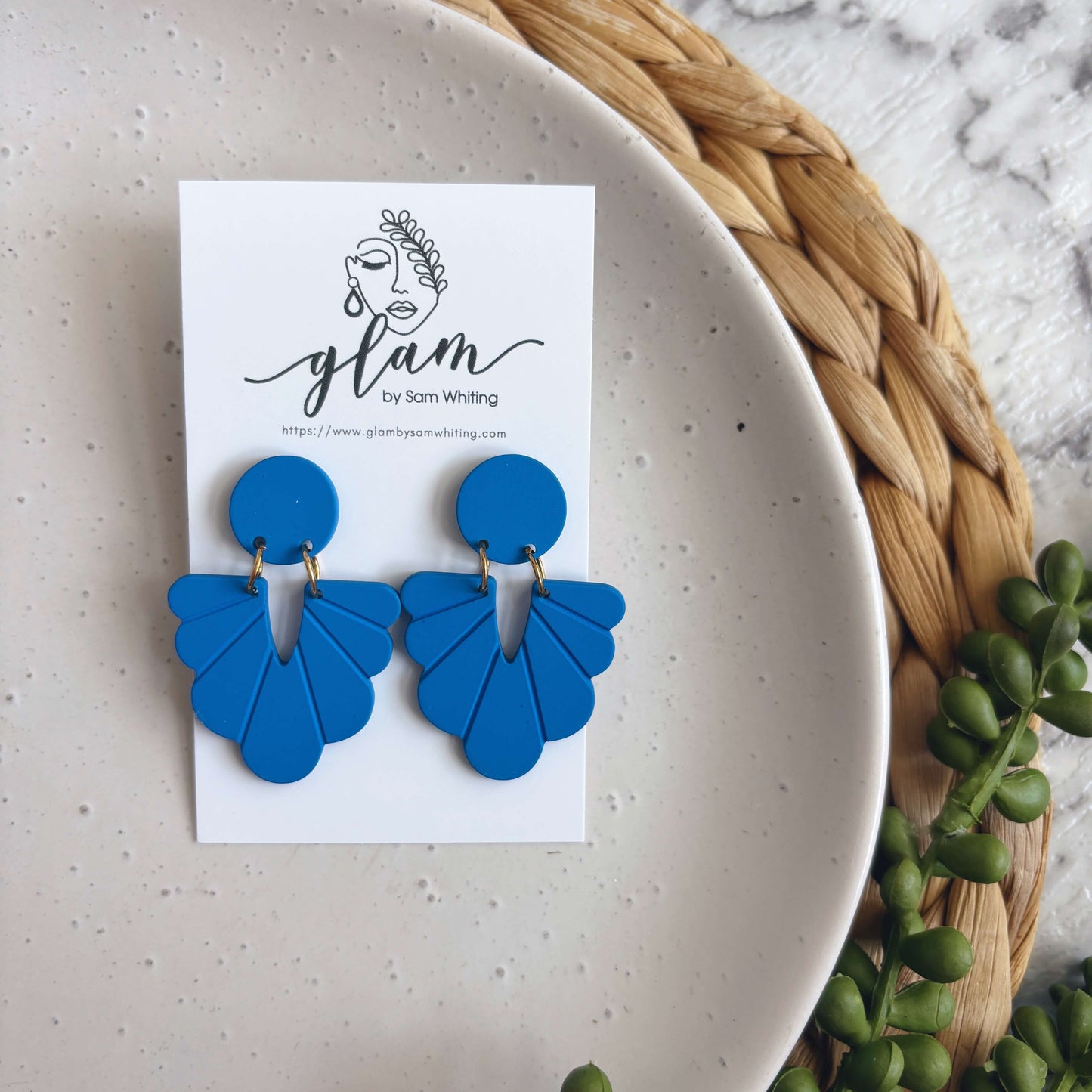 Amalfi Blue Stud Dangles // Clay Earrings