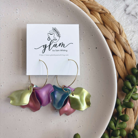 Metallic Petal Hoops // Clay Earrings