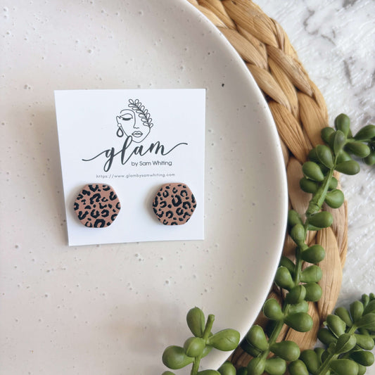 Leopard Print Studs // Clay Earrings