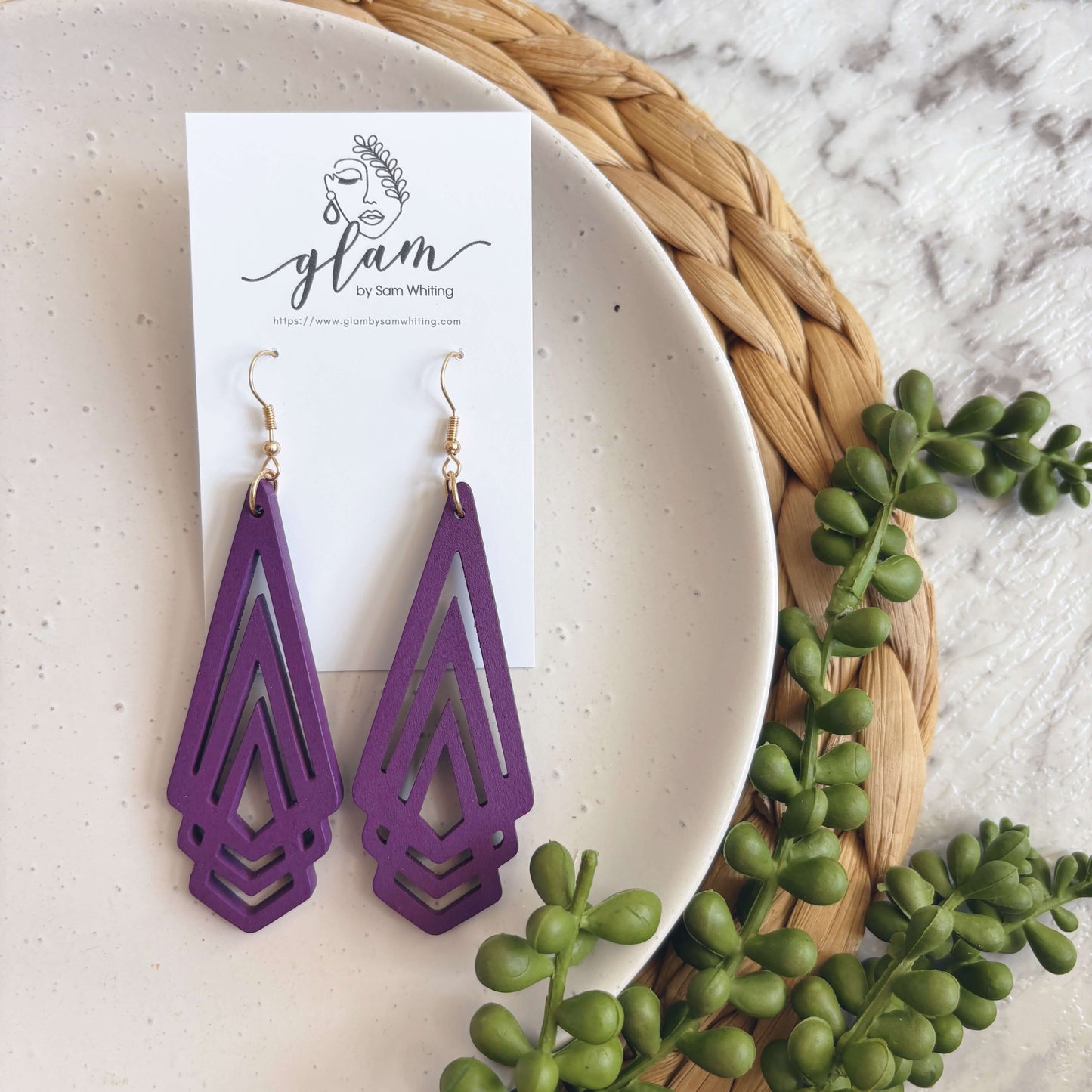 Eggplant Dangles // Timber Earrings