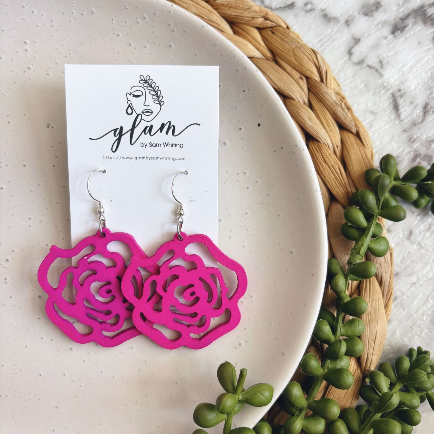 Pink Rose // Timber Earrings