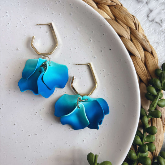 Ocean Ombre Petals // Clay Earrings