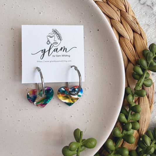 Heart Hoops // Acrylic Earrings