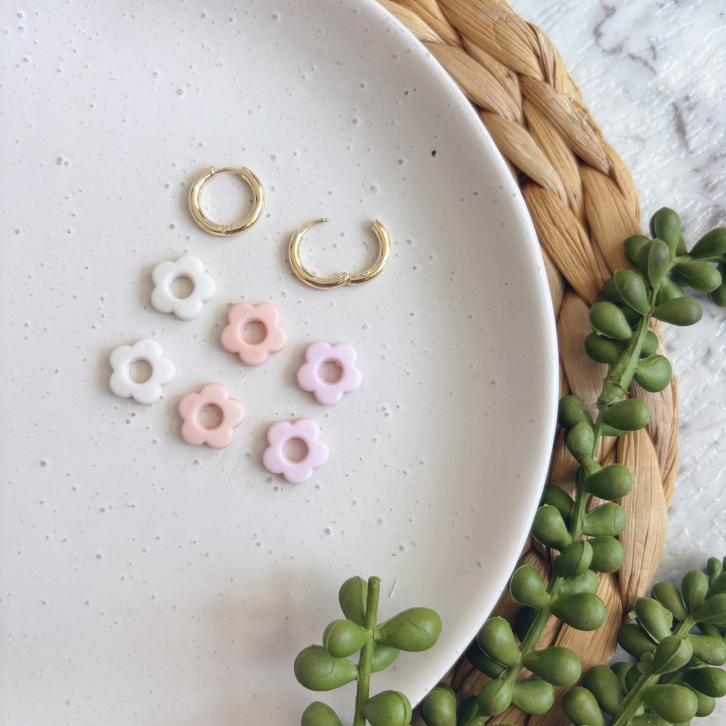3 in 1 Flower Huggies // Beaded Earrings