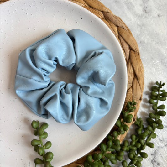 Blue Hair Scrunchie // Faux Leather