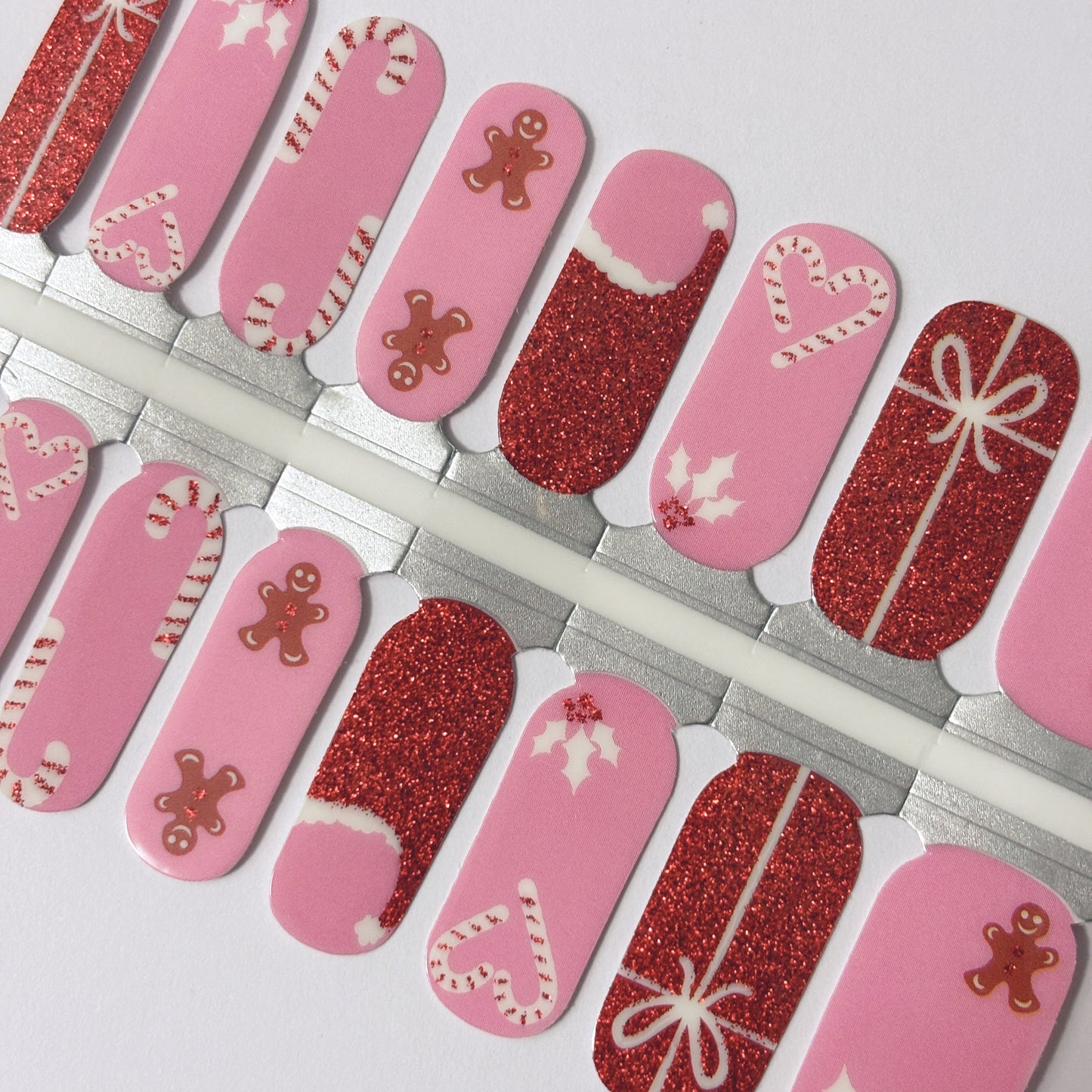 Pink christmas nail polish strips