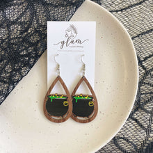 Load image into Gallery viewer, cauldron Halloween Timber Earrings
