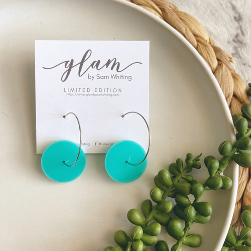 turquoise acrylic hoop earrings