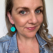 Load image into Gallery viewer, turquoise acrylic hoop earrings
