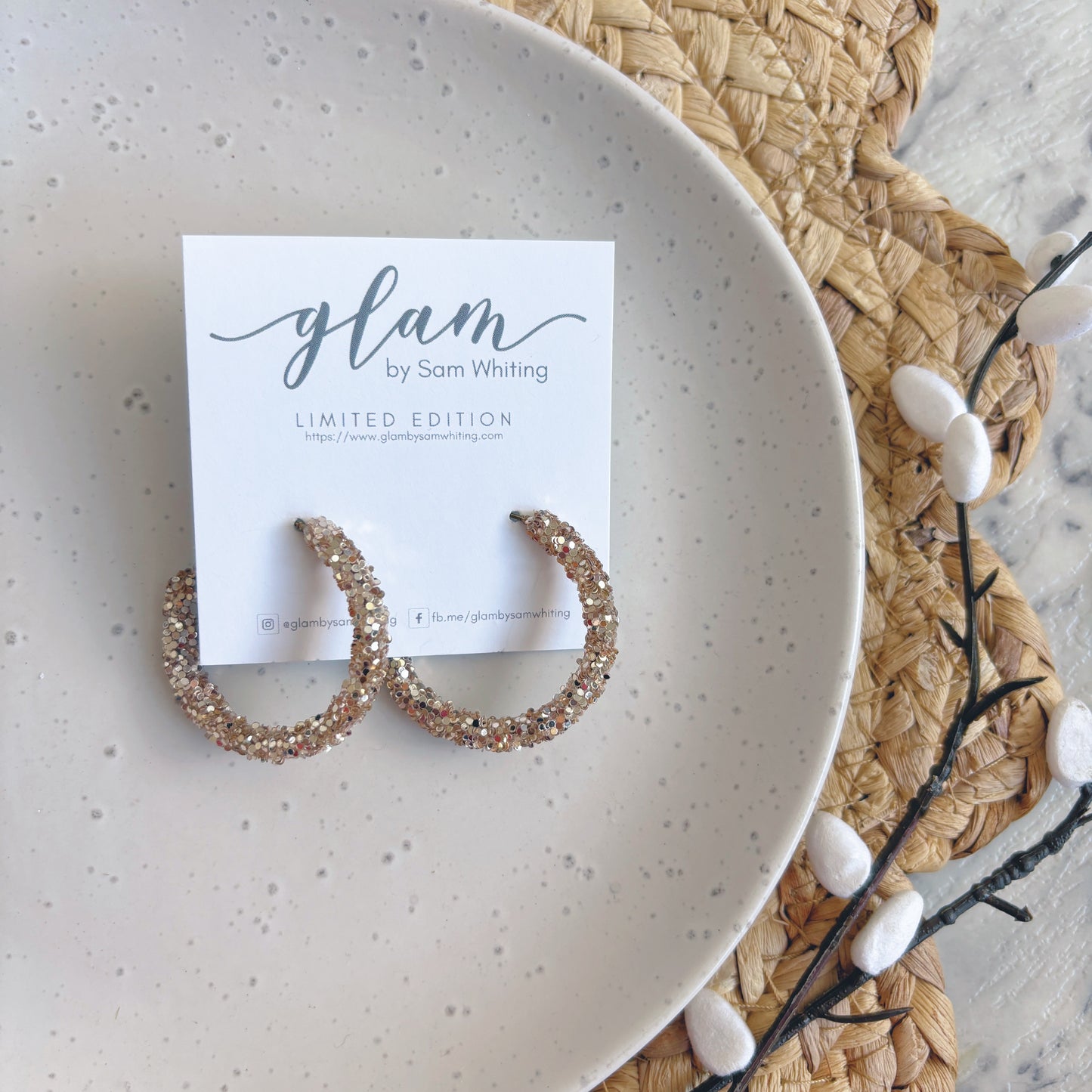 Rose Gold Sparkle Hoops // Earrings