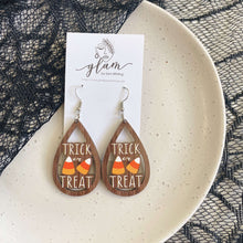 Load image into Gallery viewer, trick or treat Halloween Timber Earrings
