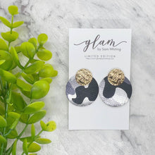 Load image into Gallery viewer, Metallic Circle Studs // Leather Earrings
