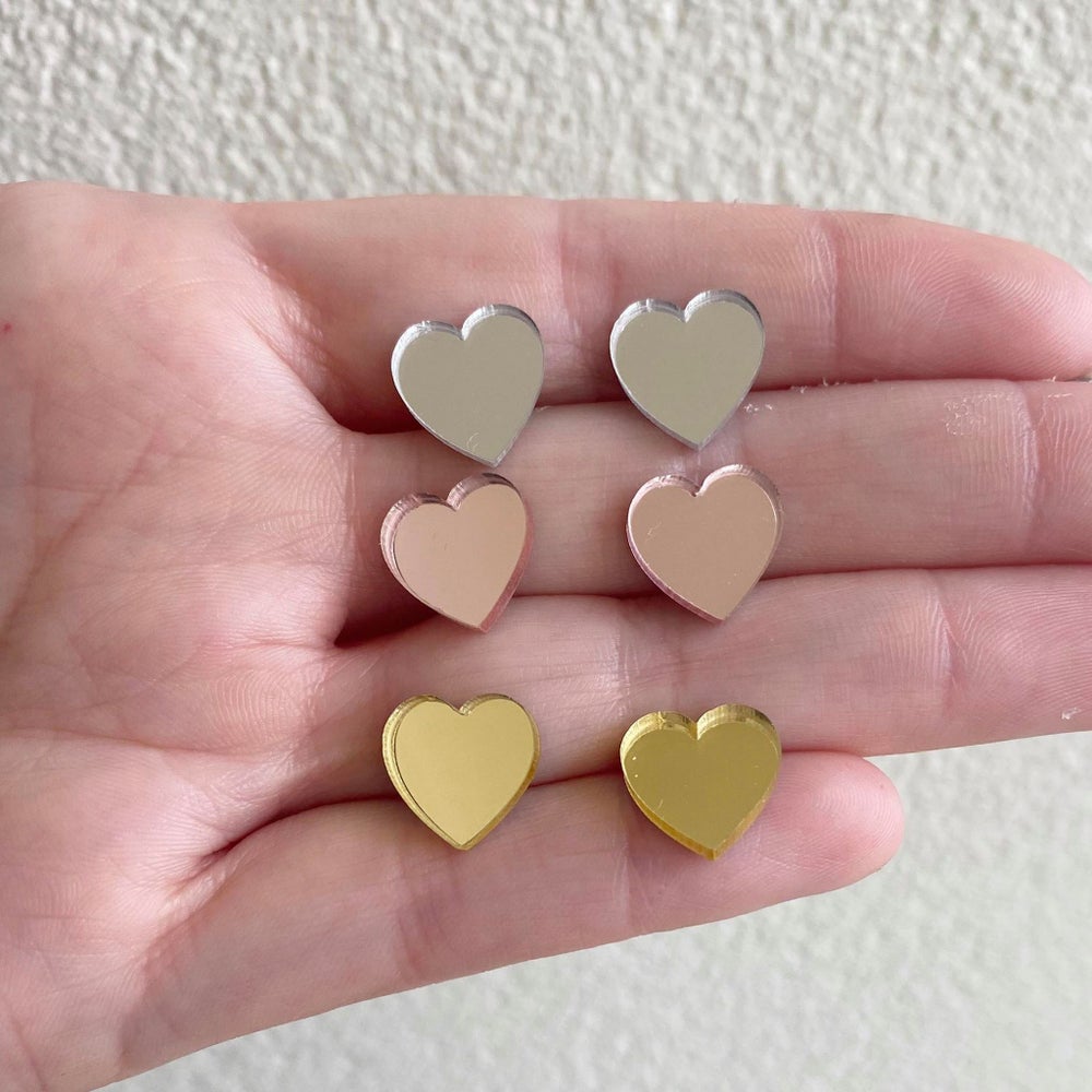 Mirror Hearts // Acrylic Stud Earrings