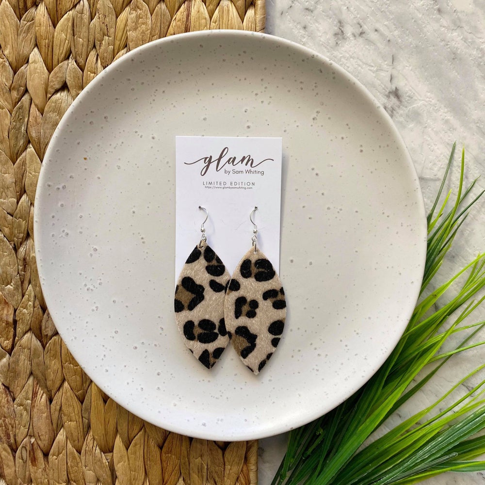 Leopard Print Leaves // Leather Earrings