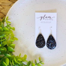 Load image into Gallery viewer, Midnight Black Mini Sparkles // Leather Earrings
