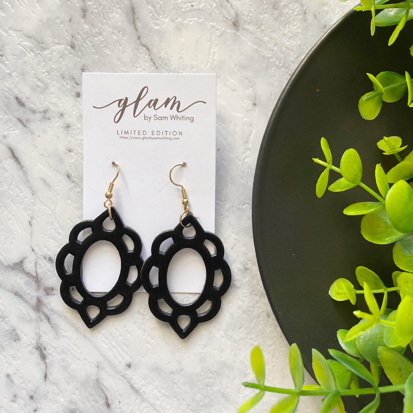 Black Arendelle // Leather Earrings