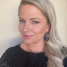 Load image into Gallery viewer, Midnight Black Mini Sparkles // Leather Earrings
