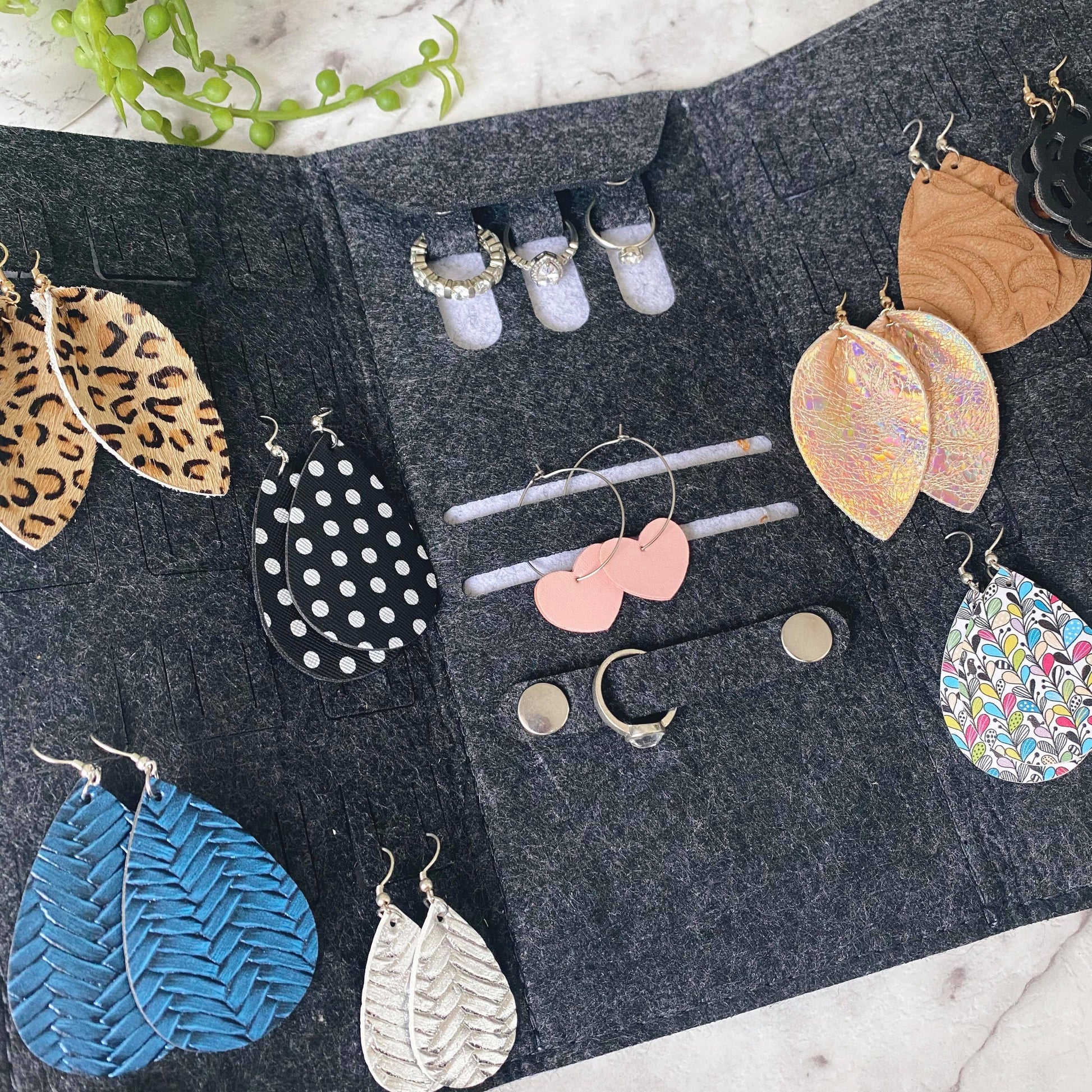 glam travel pouch for leather earrings and jewellery
