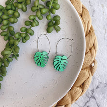 Load image into Gallery viewer, Monstera Hoop // Acrylic Earrings
